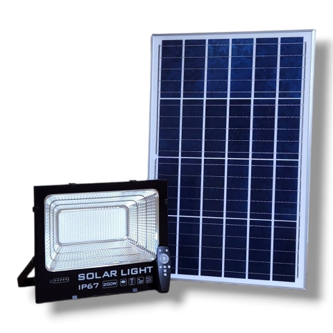 Reflector solar led 200W con bateria de larga duracion y panel solar de 65W