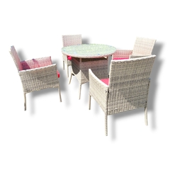 Juego de mesa y 4 sillas de rattan sintetico