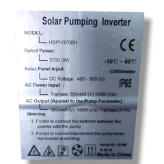 Inversor hibrido para bombeo solar Salida 380V 3.7Kw - HISSUMA