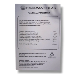 Panel solar monocristalino 80W 12V HISSUMA - HISSUMA