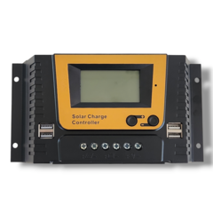 Regulador de carga solar PWM de 30A con pantalla LCD y 4 salidas USB