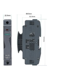 Portafusible SUNTREE para riel DIN SRD-50H hasta 50A 1500V CC (sin fusible) - HISSUMA