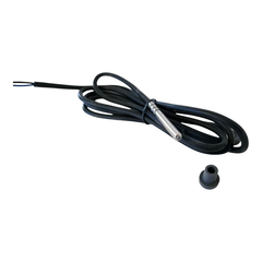 Sensor de temperatura PT1000 para controlador, con cable negro y conector metálico.