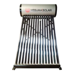 Termotanque solar de sistema de termosifón con tubos de vacío, marca Hissuma Solar.