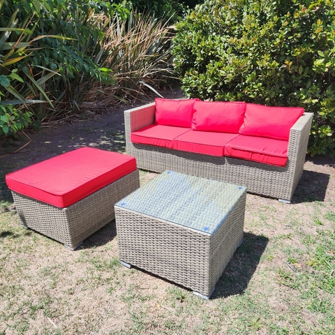 Juego de jardín de rattan sintetico 3 piezas