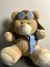 Urso De Pelúcia Aviador 30cm Decoração Anti-alérgico Cor Caramelo/Marinho