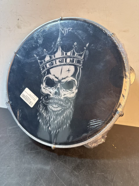 Pandeiro 10 Polegadas Pele Leitosa Vip Caveira Rei Cor Preto