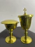 1 Âmbula Cibório 1 Cálice Dourado Estanho Altar Hóstia Vinho