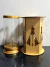 Kit Copo de Vela 7 Dias Vidro Aro Dourado + Suporte Mdf