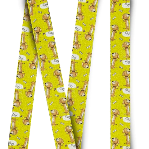 Fita de Cetim Alpet N05 Pet Dog Dog Ossinhos Amarelo 4557-01-25mm - comprar online