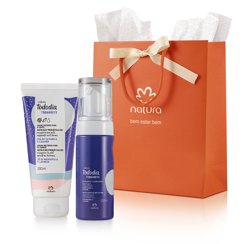 KIT PRESENTE CREME NOTURNO PARA O CORPO 200ML E ESPUMA NUVEM DE BANHO 150ML TODODIA TODANOITE NATURA