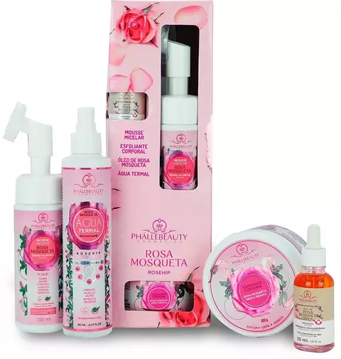 KIT ROSA MOSQUETA 4 ITENS PHALLEBEAUTY