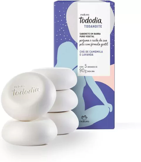 SABONETE EM BARRA TODODIA TODANOITE CHA DE CAMOMILA E LAVANDA NATURA 5X90G