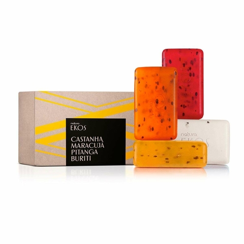 SABONETE EM BARRA CREMOSO ESFOLIANTE E REFRESCANTE EKOS NATURA 4X100G