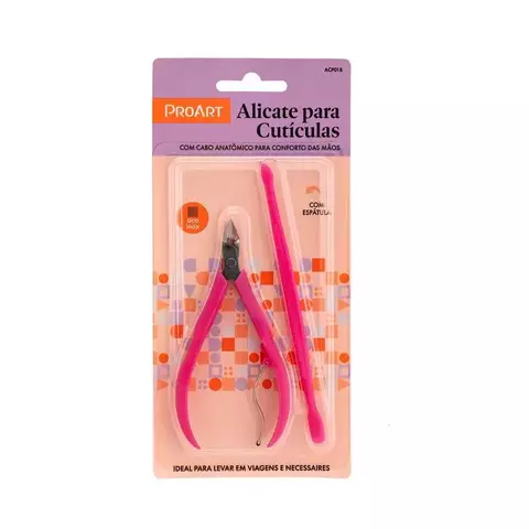 ALICATE DE CUTICULAS PLASTICO COR ROSA PROART