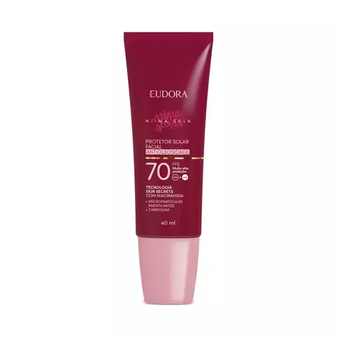 PROTETOR SOLAR FACIAL ANTIOLEOSIDADE FPS 70 NIINA SKIN 40ML