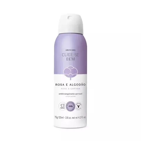 DESODORANTE ANTITRANSPIRANTE AEROSOL ROSA E ALGODAO CUIDE-SE BEM 75G/125ML