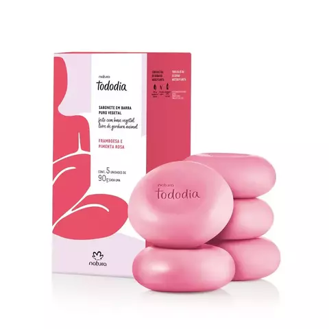 SABONETE EM BARRA TODODIA FRAMBOESA E PIMENTA ROSA NATURA 5X90G