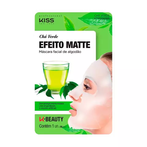 MASCARA FACIAL DE ALGODAO CHA VERDE KISS NEW YORK