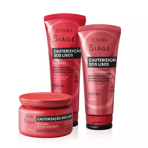 KIT CAUTERIZAÇAO DOS LISOS EUDORA SHAMPOO 250ML+CONDICIONADOR 200ML+ MASCARA 250G SIAGE EUDORA