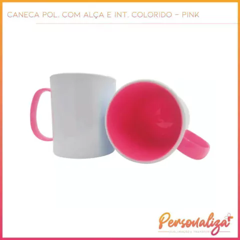 Caneca com Alça e Interior Colorido - Pink - Polímero