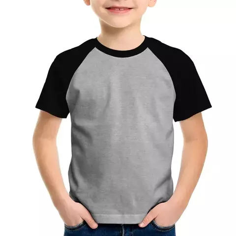 Infantil Raglan - Preto/Cinza Mescla