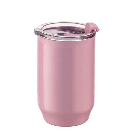 Copo de Polí­mero com Tampa - 400ml - Rosa Bebê