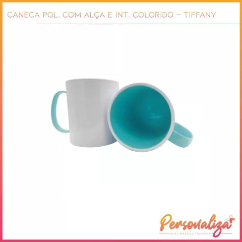 Caneca com Alça e Interior Colorido - Tiffany - Polímero