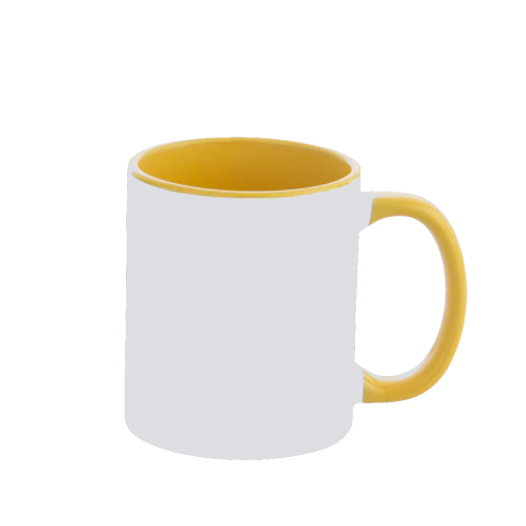 Caneca com Alça e Interior Colorido - Amarelo - JKB IMPORTADA
