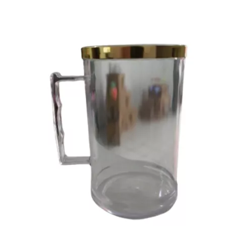 Caneca Chopp 500ml - Translúcido - Cristal/BordaDourada