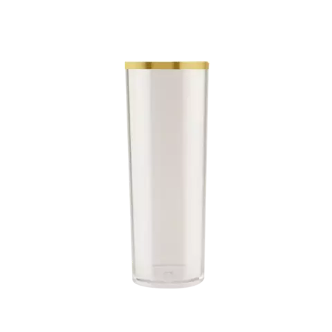 Long Drink Translúcido - Cristal/Borda Dourada