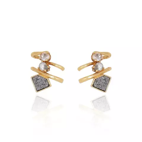 Brinco Cristal Rock Ouro Vintage | Claudia Arbex