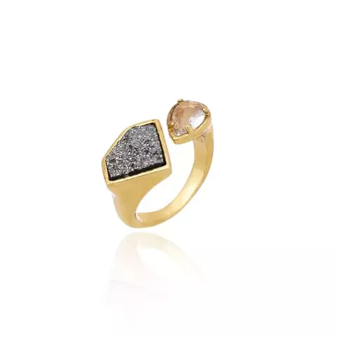 Anel Cristal Rock Ouro Vintage | Claudia Arbex
