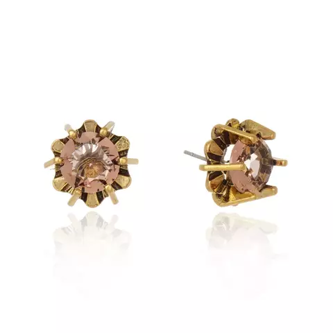 Brinco Maxi Lustre cristal rosa vintage ouro vintage