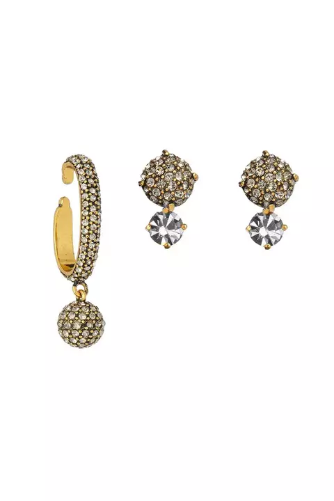 Kit de Brinco e Cuff Strass Classics Ouro Vintage | Hector Albertazzi