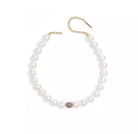 COLAR AURA PÉROLA SHELL BOLA OURO | Morena Canela