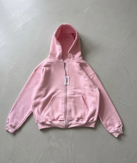 campera zip hoodie Boxy rosa