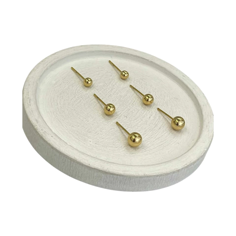 Trio de Brincos Folheado a Ouro - Bolinhas Dourada