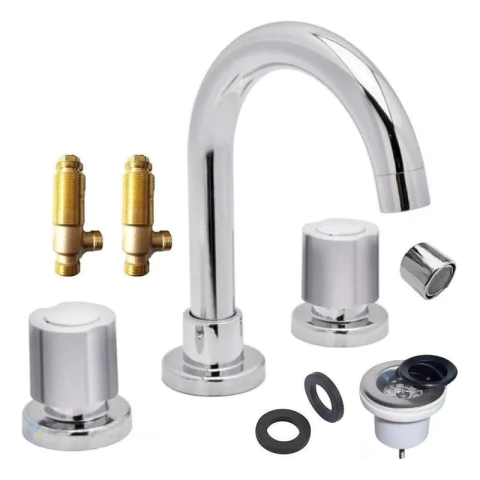 Griferia Baño Lavatorio Canilla Pico Alto Hydros Viva Cromo