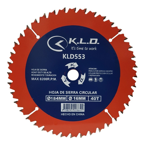 Hoja Disco De Sierra Kld Madera 184mm 40 Dientes 7 1/4 PuLG