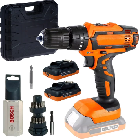 Taladro Atornillador Percutor Inalambrico 18v 10mm Kit Bosch