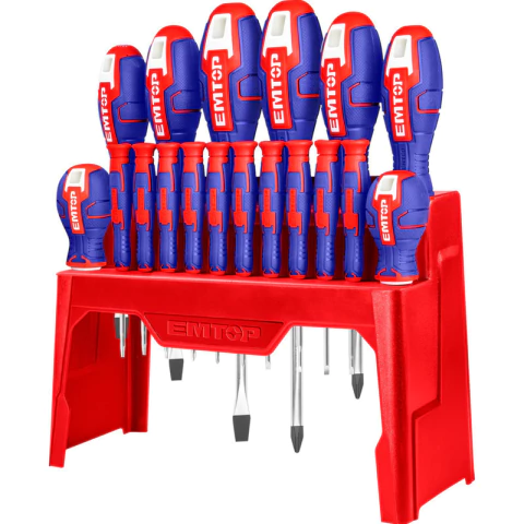 Set Juego De Destornilladores Philips Plano Estrella Emtop