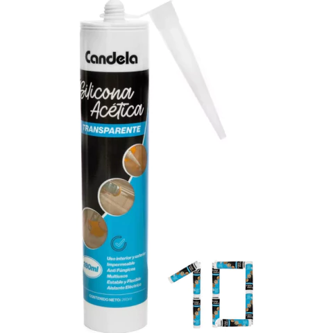 Sellador De Silicona Acetico Transparente 280g Candela X10u