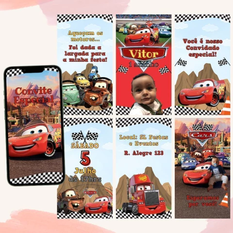 Convite animado Carros - comprar online