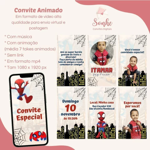 Convite animado Homem aranha - comprar online