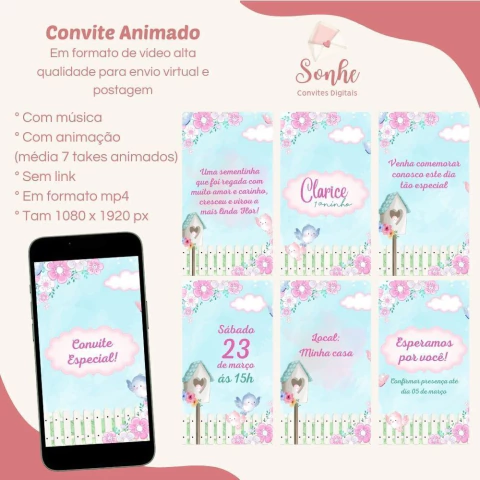 Convite animado Jardim Encantado - comprar online