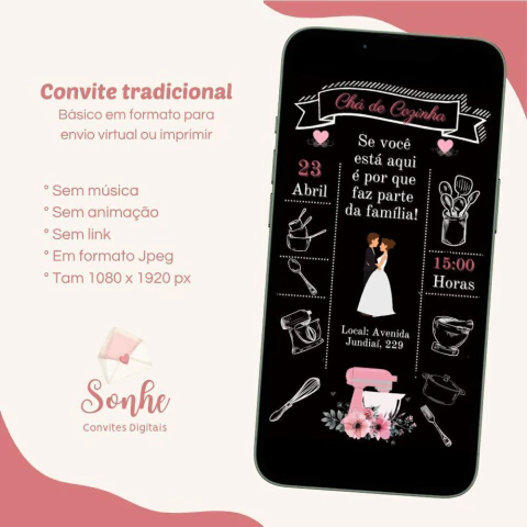 Convite digital Chá de cozinha - comprar online