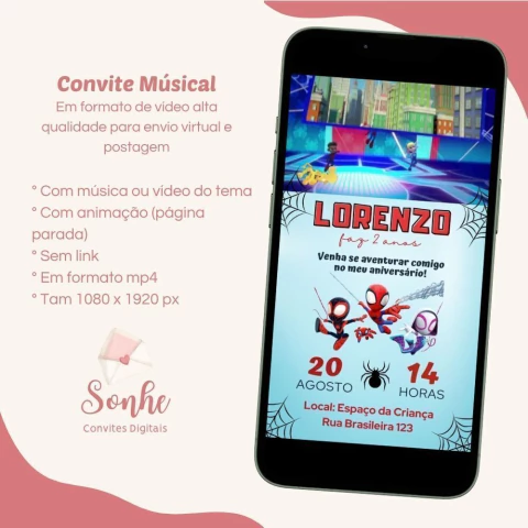 Convite Vídeo/musical Spidey e seus amigos - comprar online