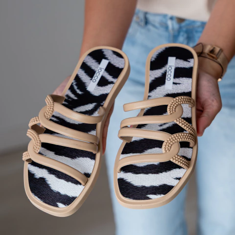 Ojota Roois Beige Cebra - comprar online