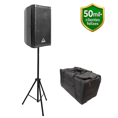 Kit Caixa de Som Ativa Profissional Armer EVX 10" 1000W Bivolt + Suporte e Capa - comprar online